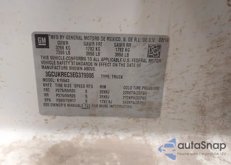 2014 Chevrolet Silverado 1500 1Lt from USA, damaged, VIN 3GCUKREC3EG379906